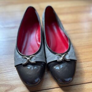 Amalfi by Rangoni Quilted Flats Gray Brown Cap Toe Leather Ballet Shoes Sz 7